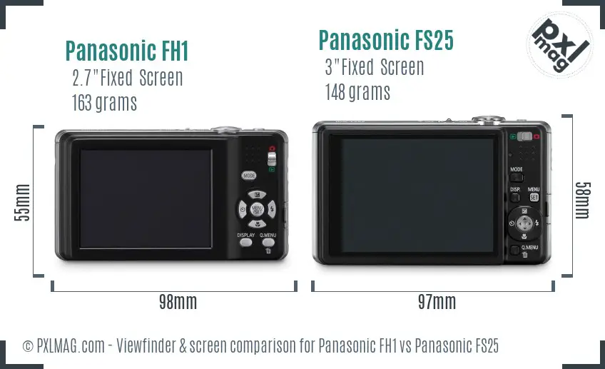 Panasonic FH1 vs Panasonic FS25 Screen and Viewfinder comparison