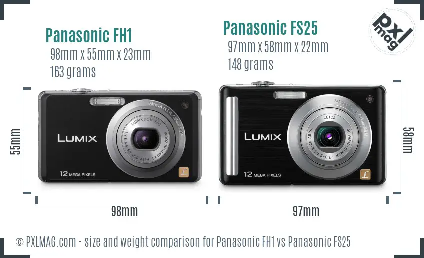 Panasonic FH1 vs Panasonic FS25 size comparison
