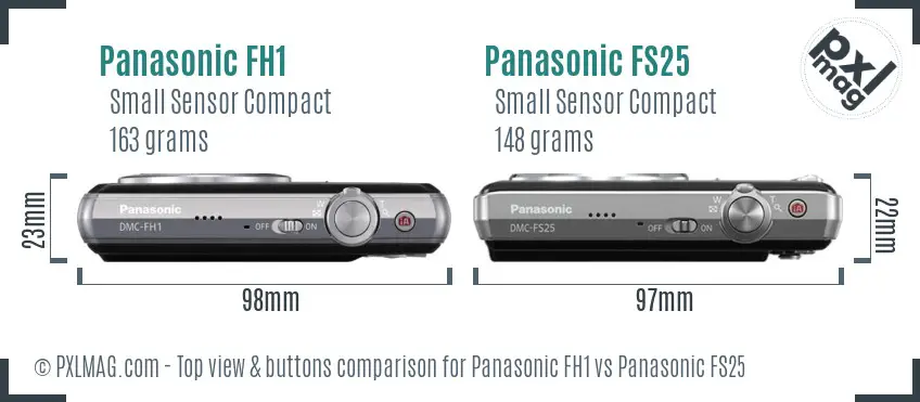 Panasonic FH1 vs Panasonic FS25 top view buttons comparison