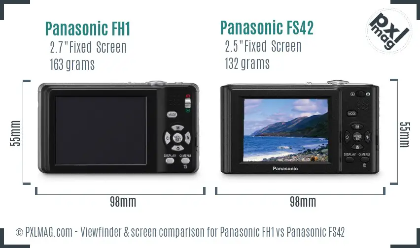 Panasonic FH1 vs Panasonic FS42 Screen and Viewfinder comparison