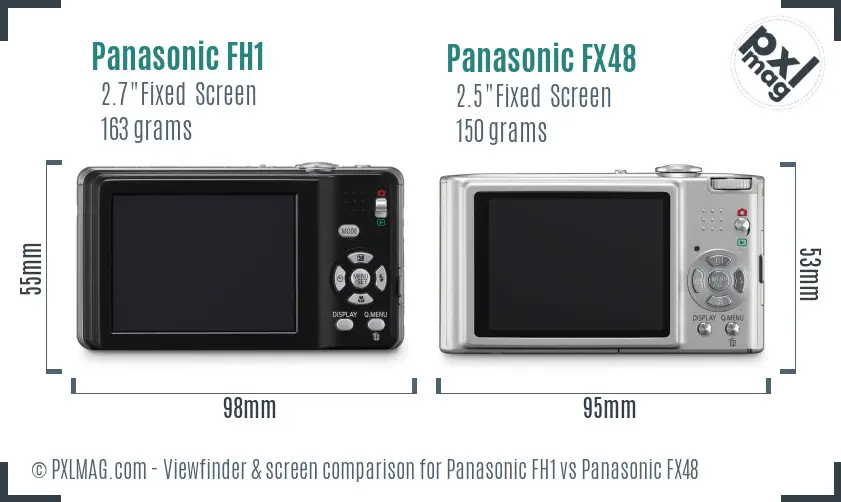 Panasonic FH1 vs Panasonic FX48 Screen and Viewfinder comparison