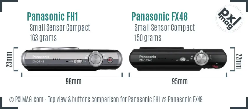 Panasonic FH1 vs Panasonic FX48 top view buttons comparison