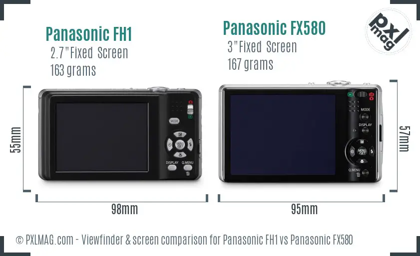 Panasonic FH1 vs Panasonic FX580 Screen and Viewfinder comparison