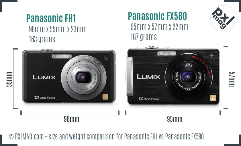Panasonic FH1 vs Panasonic FX580 size comparison
