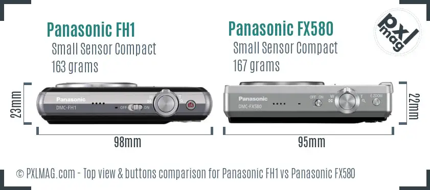 Panasonic FH1 vs Panasonic FX580 top view buttons comparison