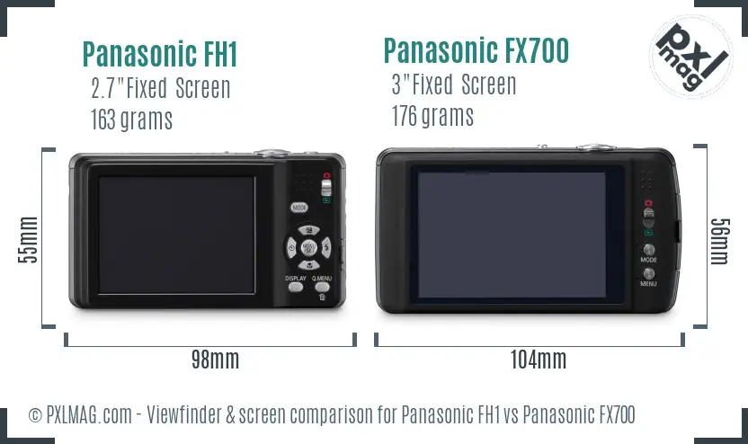 Panasonic FH1 vs Panasonic FX700 Screen and Viewfinder comparison