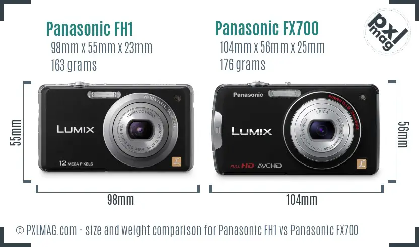 Panasonic FH1 vs Panasonic FX700 size comparison