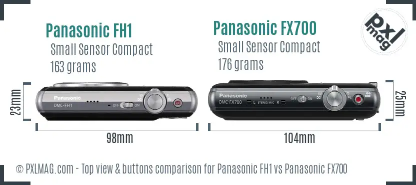 Panasonic FH1 vs Panasonic FX700 top view buttons comparison