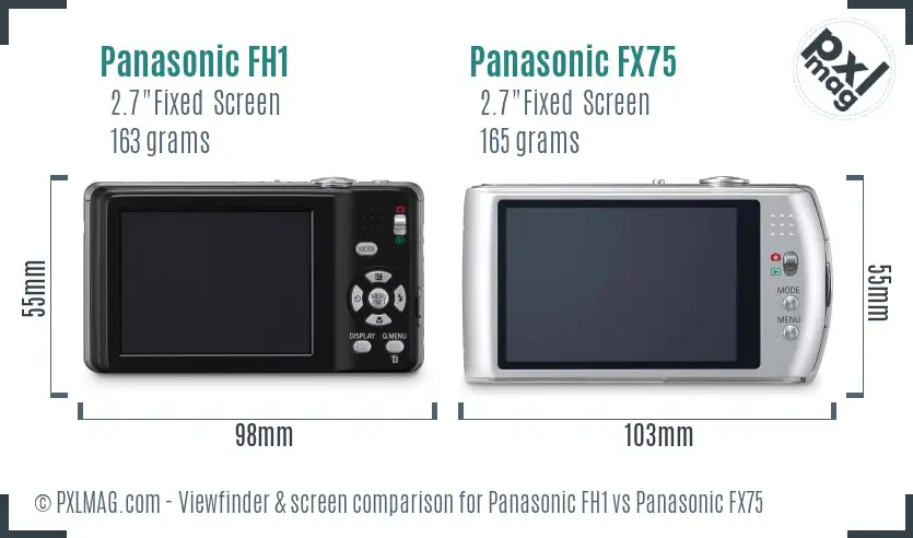 Panasonic FH1 vs Panasonic FX75 Screen and Viewfinder comparison