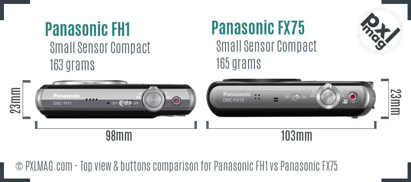 Panasonic FH1 vs Panasonic FX75 top view buttons comparison