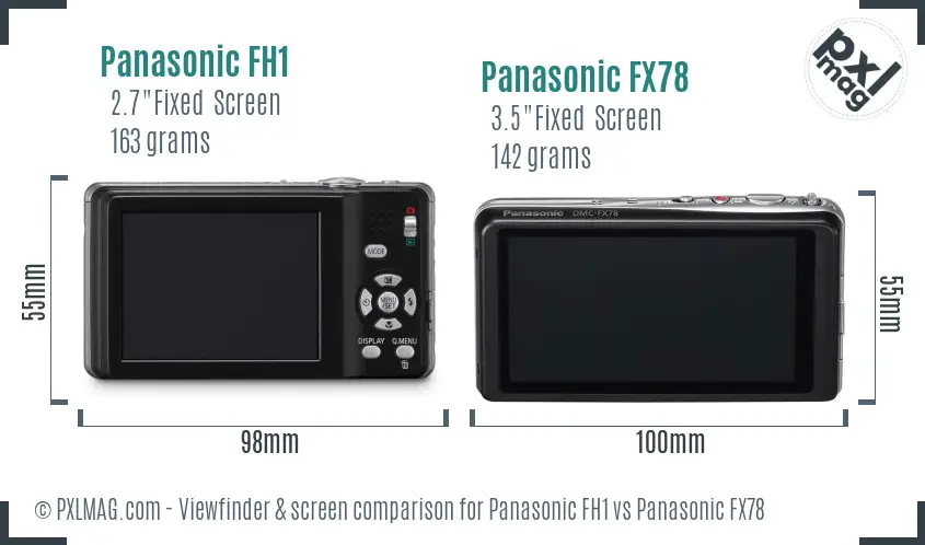 Panasonic FH1 vs Panasonic FX78 Screen and Viewfinder comparison