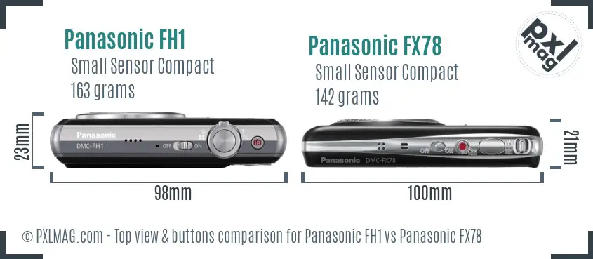 Panasonic FH1 vs Panasonic FX78 top view buttons comparison