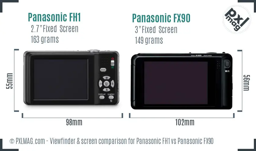 Panasonic FH1 vs Panasonic FX90 Screen and Viewfinder comparison