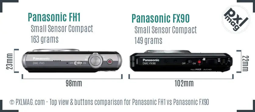 Panasonic FH1 vs Panasonic FX90 top view buttons comparison