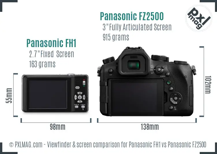 Panasonic FH1 vs Panasonic FZ2500 Screen and Viewfinder comparison