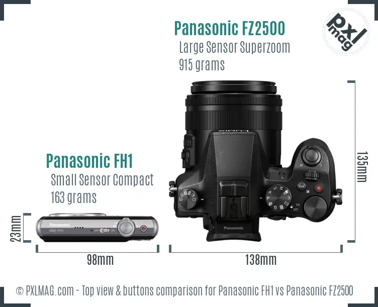 Panasonic FH1 vs Panasonic FZ2500 top view buttons comparison