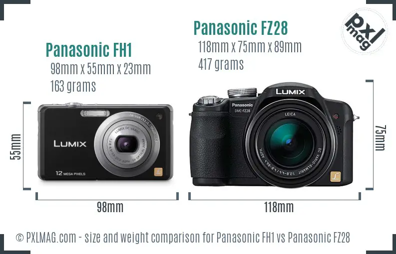 Panasonic FH1 vs Panasonic FZ28 size comparison