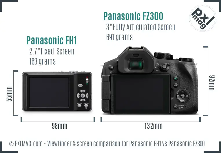 Panasonic FH1 vs Panasonic FZ300 Screen and Viewfinder comparison