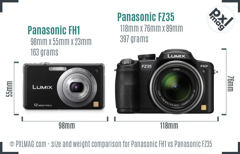 Panasonic FH1 vs Panasonic FZ35 size comparison