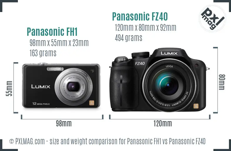 Panasonic FH1 vs Panasonic FZ40 size comparison