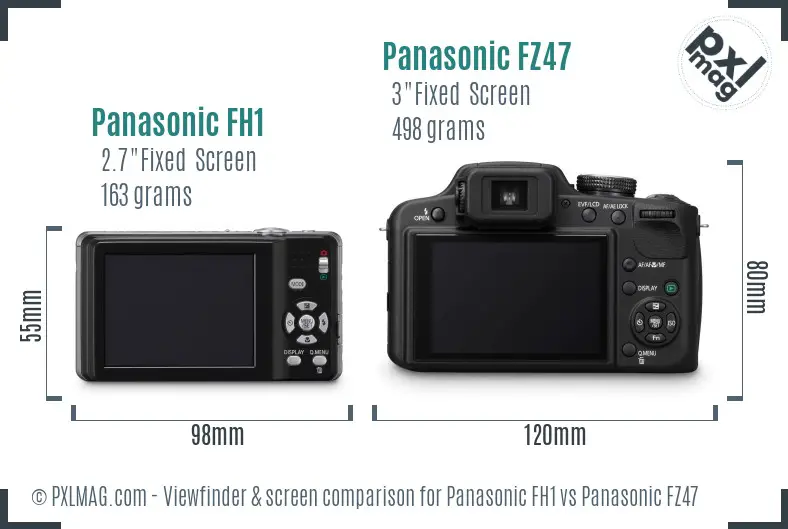 Panasonic FH1 vs Panasonic FZ47 Screen and Viewfinder comparison