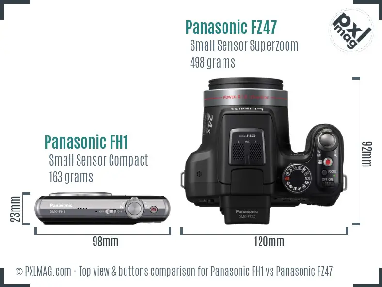 Panasonic FH1 vs Panasonic FZ47 top view buttons comparison