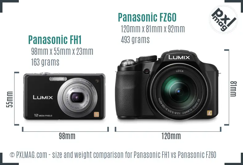 Panasonic FH1 vs Panasonic FZ60 size comparison
