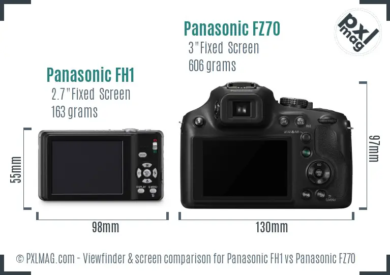 Panasonic FH1 vs Panasonic FZ70 Screen and Viewfinder comparison