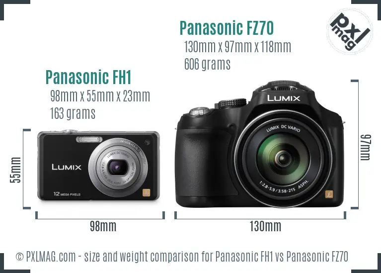 Panasonic FH1 vs Panasonic FZ70 size comparison