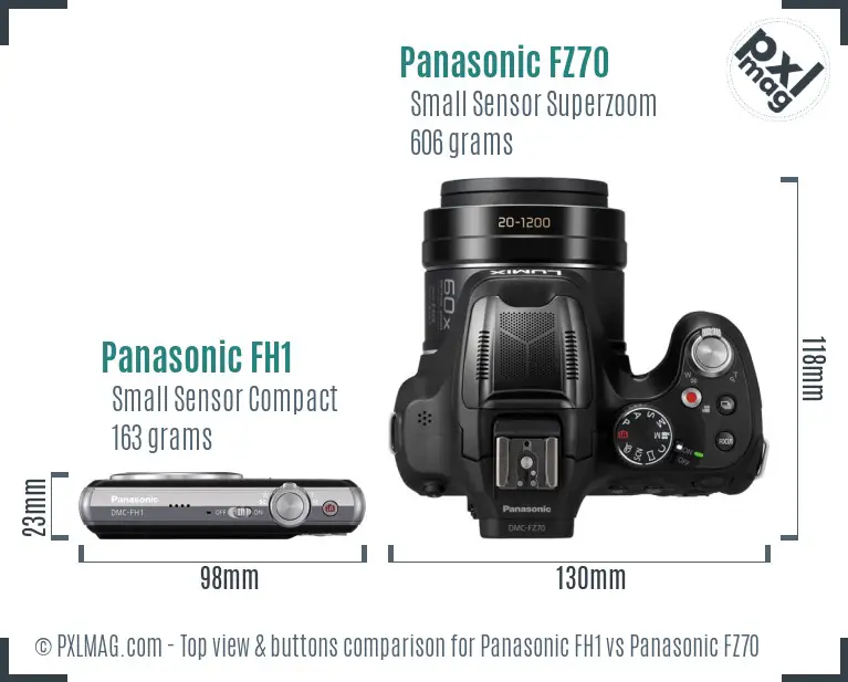 Panasonic FH1 vs Panasonic FZ70 top view buttons comparison