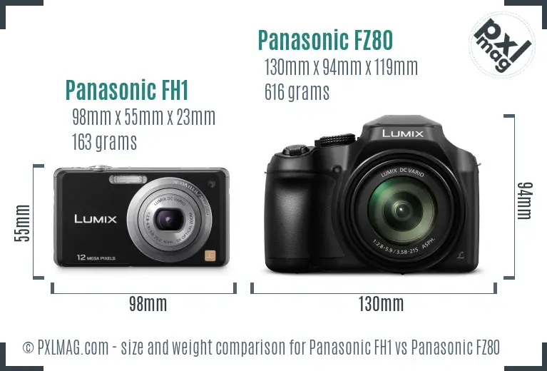 Panasonic FH1 vs Panasonic FZ80 size comparison