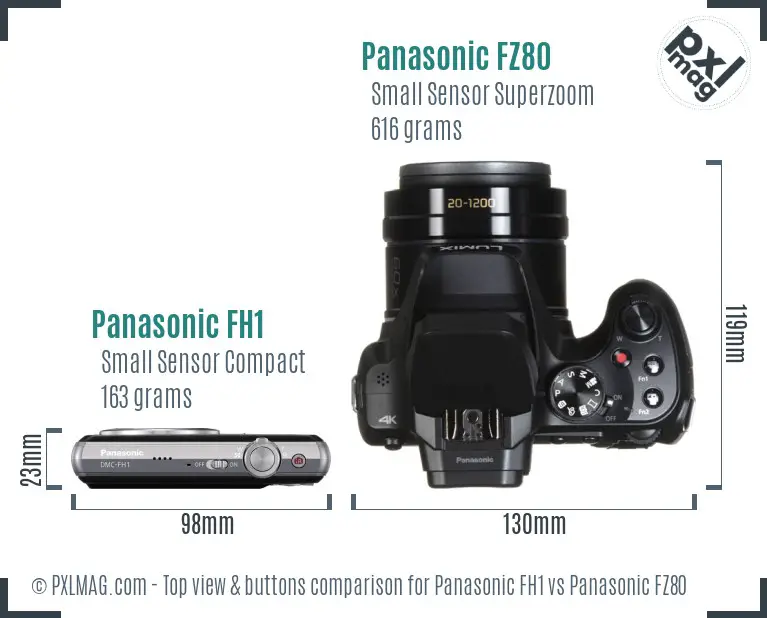 Panasonic FH1 vs Panasonic FZ80 top view buttons comparison