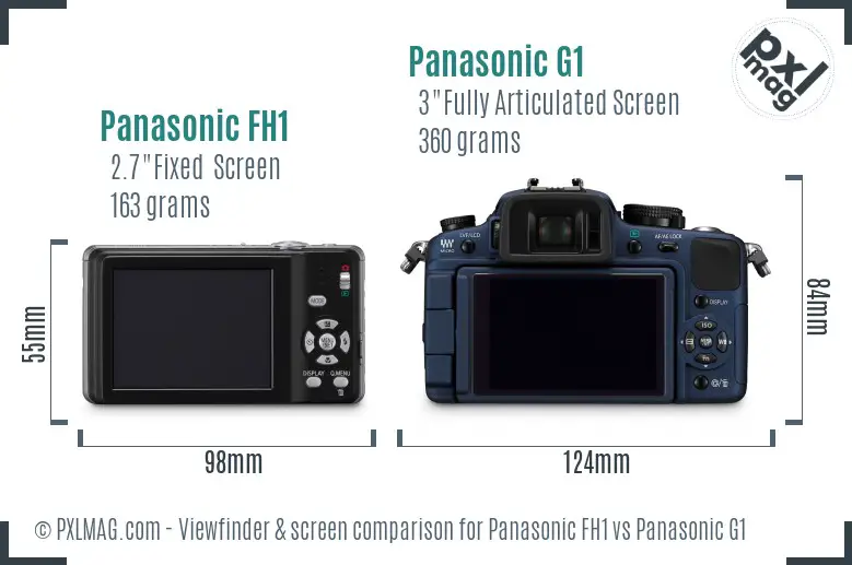 Panasonic FH1 vs Panasonic G1 Screen and Viewfinder comparison