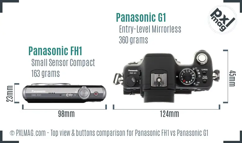 Panasonic FH1 vs Panasonic G1 top view buttons comparison