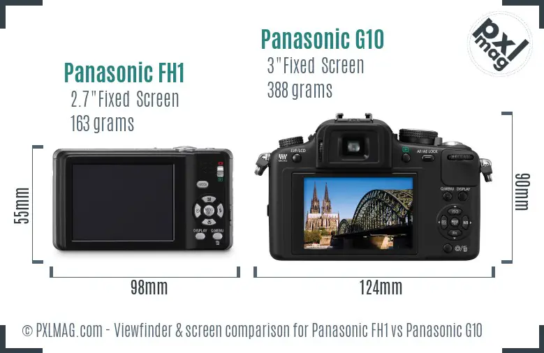 Panasonic FH1 vs Panasonic G10 Screen and Viewfinder comparison