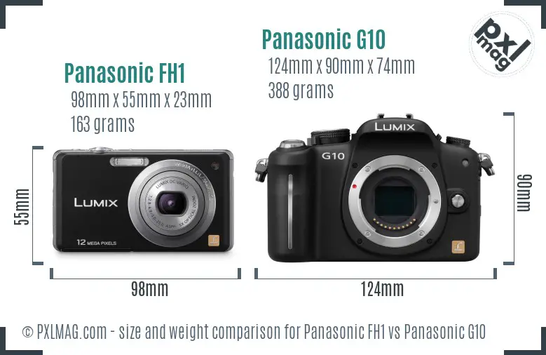 Panasonic FH1 vs Panasonic G10 size comparison