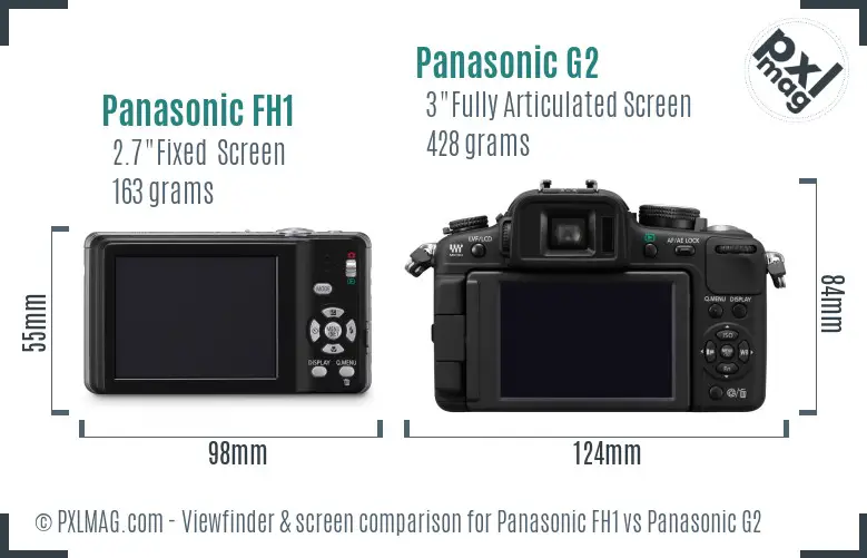 Panasonic FH1 vs Panasonic G2 Screen and Viewfinder comparison