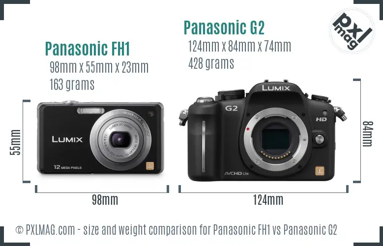 Panasonic FH1 vs Panasonic G2 size comparison
