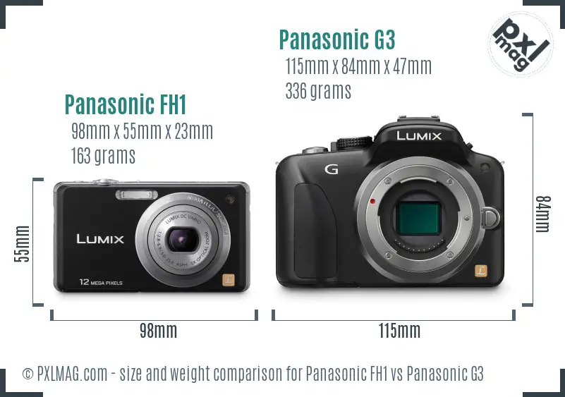 Panasonic FH1 vs Panasonic G3 size comparison