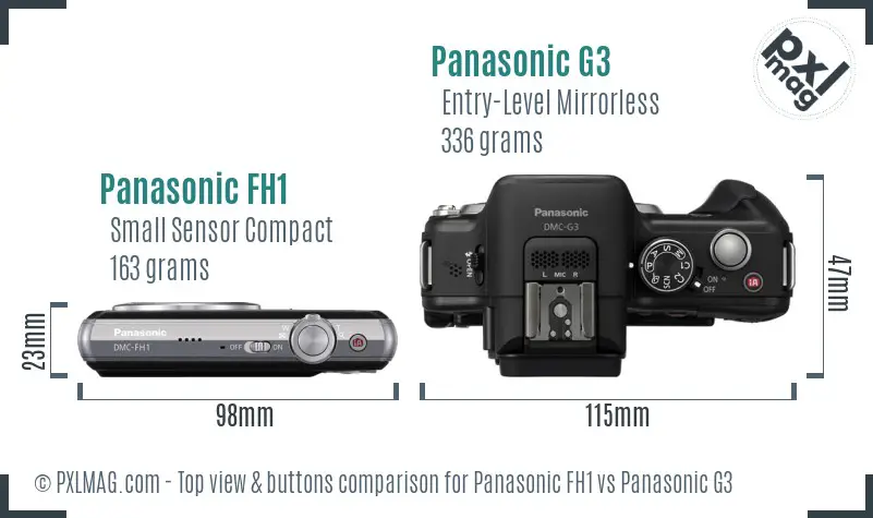Panasonic FH1 vs Panasonic G3 top view buttons comparison