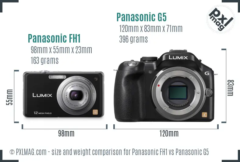 Panasonic FH1 vs Panasonic G5 size comparison