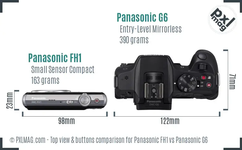 Panasonic FH1 vs Panasonic G6 top view buttons comparison