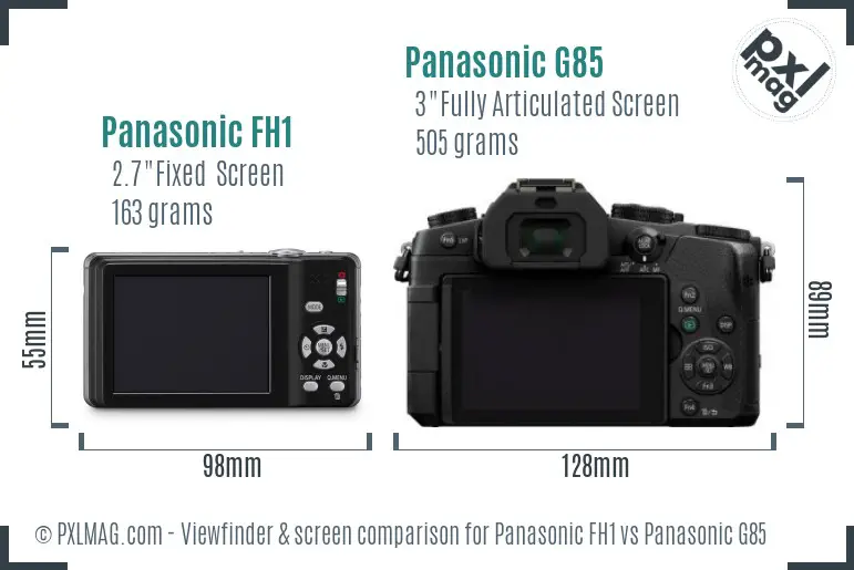 Panasonic FH1 vs Panasonic G85 Screen and Viewfinder comparison