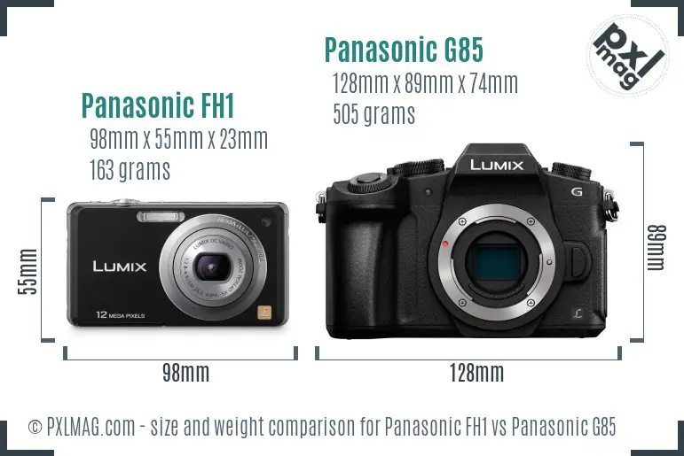 Panasonic FH1 vs Panasonic G85 size comparison