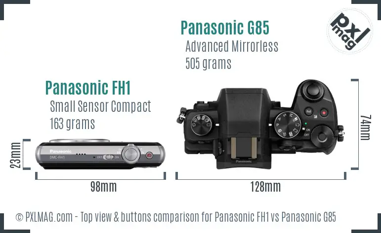 Panasonic FH1 vs Panasonic G85 top view buttons comparison