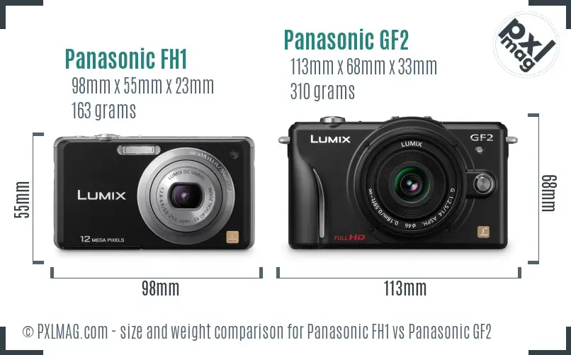 Panasonic FH1 vs Panasonic GF2 size comparison Panasonic FH1 vs Panasonic GF2 size comparison