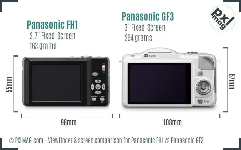 Panasonic FH1 vs Panasonic GF3 Screen and Viewfinder comparison