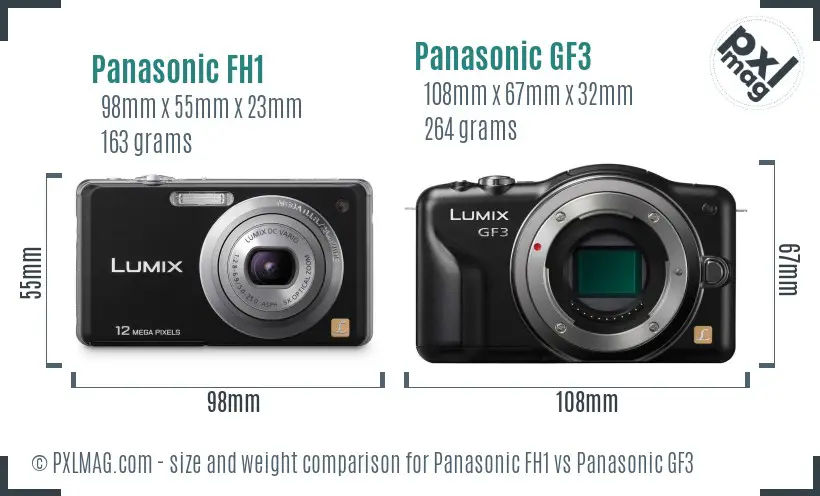 Panasonic FH1 vs Panasonic GF3 size comparison