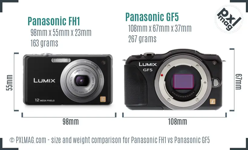 Panasonic FH1 vs Panasonic GF5 size comparison