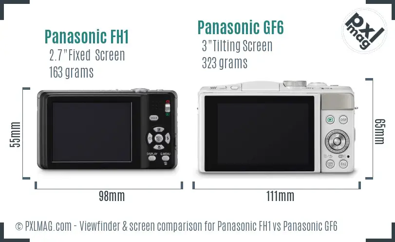 Panasonic FH1 vs Panasonic GF6 Screen and Viewfinder comparison